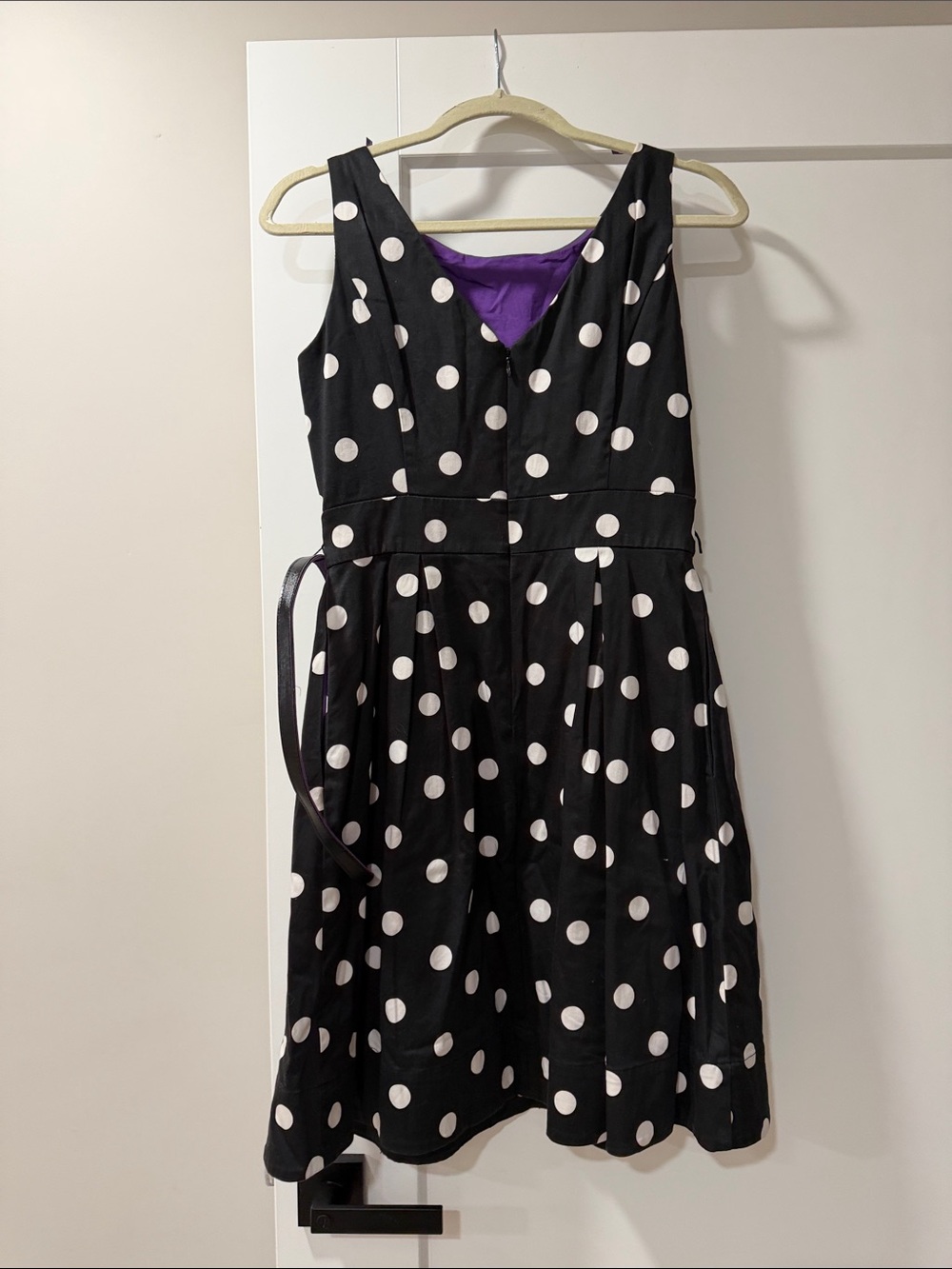 White House Black Market Black and White Polka Dot Fit-and-Flare Dress - Picture 4 of 7